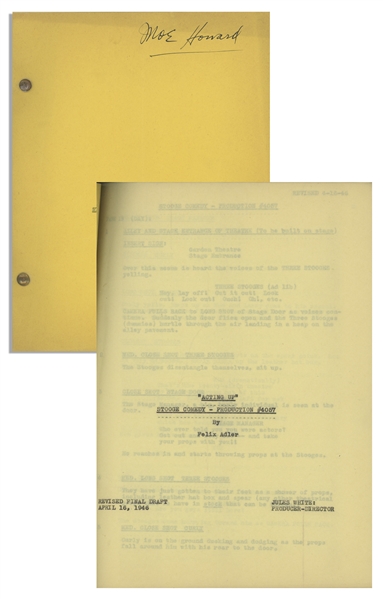 Moe Howard's 22pp. Script Dated April 1946 for The Three Stooges Film ''Rhythm and Weep'', With Working Title ''Acting Up'' -- Very Good Condition